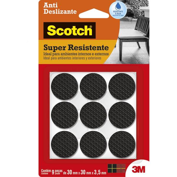 Protetor Antideslizante 3M Scotch Redondo Preto Grande - 9 unidades - BT 9 UN