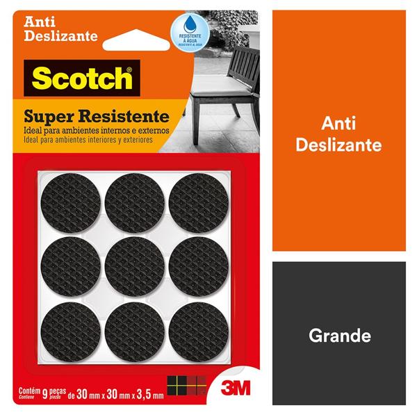 Protetor Antideslizante 3M Scotch Redondo Preto Grande - 9 unidades - BT 9 UN