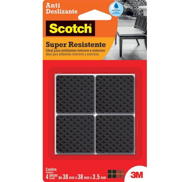 Protetor Antideslizante 3M Scotch Quadrado Preto Extra Grande - 4 unidades - BT 4 UN