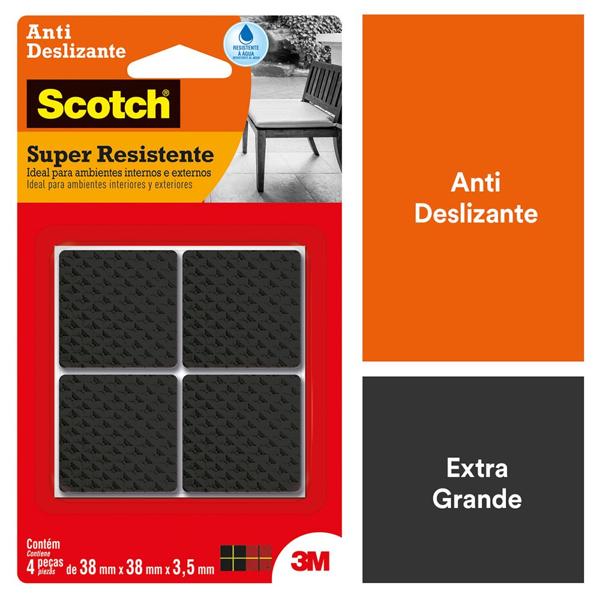 Protetor Antideslizante 3M Scotch Quadrado Preto Extra Grande - 4 unidades - BT 4 UN