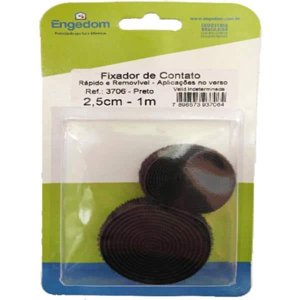 Fixador de contato 25mmx1m preto 3706 Engedom BT 1 CJ