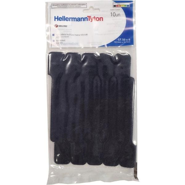 Abraçadeira Velcro Preta152,4mmx12,7mm, Hellermanntyton - PT 10 UN