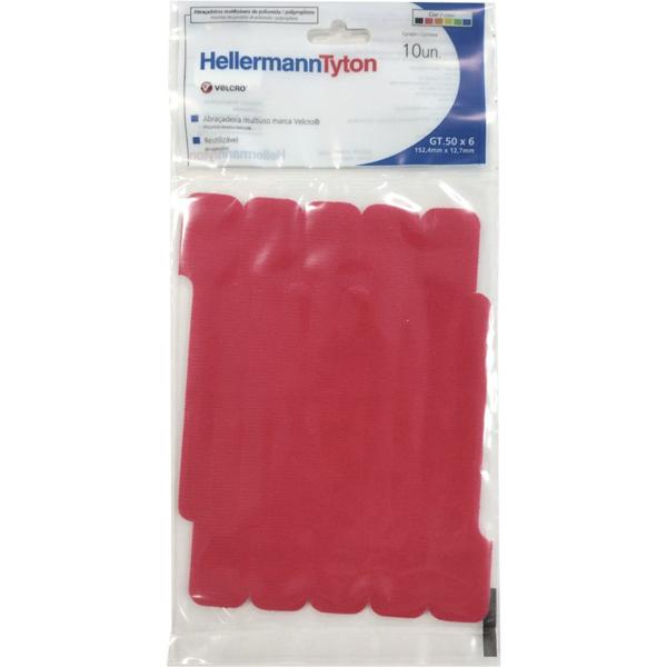 Abraçadeira Velcro Vermelha 152,4mmx12,7mm, Hellermanntyton - PT 10 UN