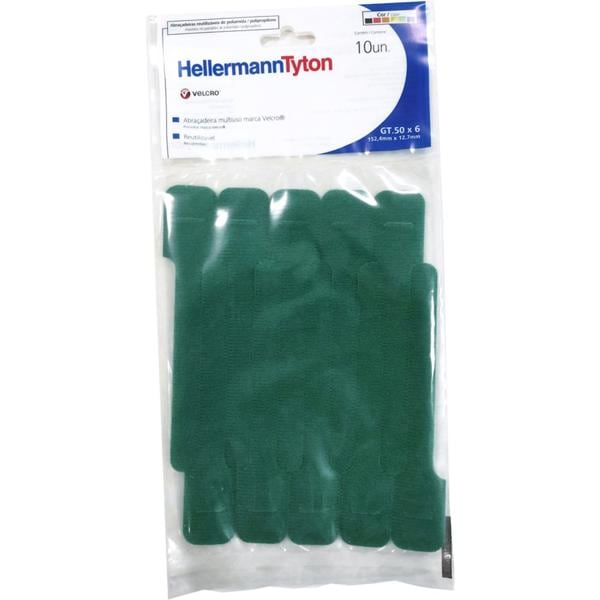 Abraçadeira Velcro Verde152,4mmx12,7mm, Hellermanntyton - PT 10 UN