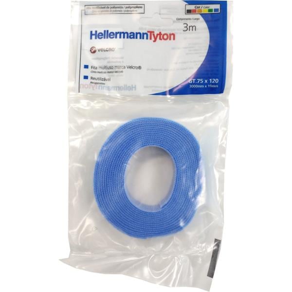 Fita Fixadora Multiuso Velcro Azul 19cmx3m, HellermannTyton - PT 1 UN