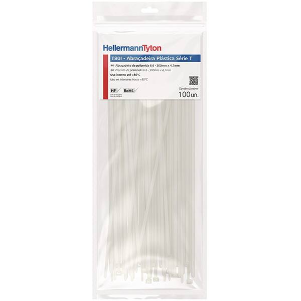 Abraçadeira de nylon 300x4,7 natural 010111580 Hellermanntyton PT 100 UN