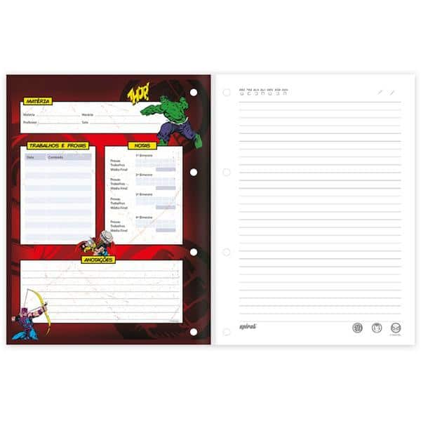 Caderno univ.1x1 96fls coladas Wireless Marvel 20411 Spiral Mv PT 1 UN