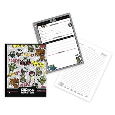 Caderno univ.1x1 96fls coladas Wireless Minion 20412 Spiral Mim PT 1 UN