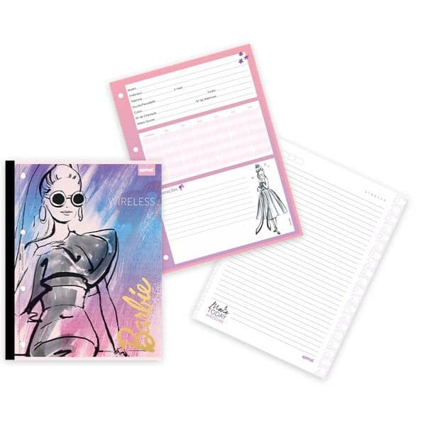 Caderno universitário 1x1 80 folhas coladas wireless Barbie 213107 Spiral PT 1 UN