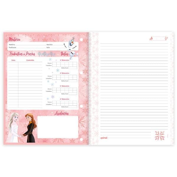 Caderno universitário 1x1 80 folhas coladas wireless Frozen 213127 Spiral PT 1 UN