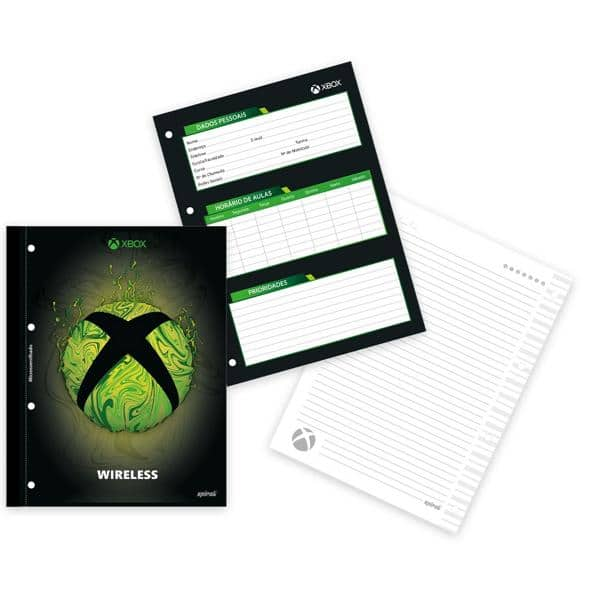 Caderno universitário 1x1 80 folhas coladas wireless XBox 213175 Spiral PT 1 UN