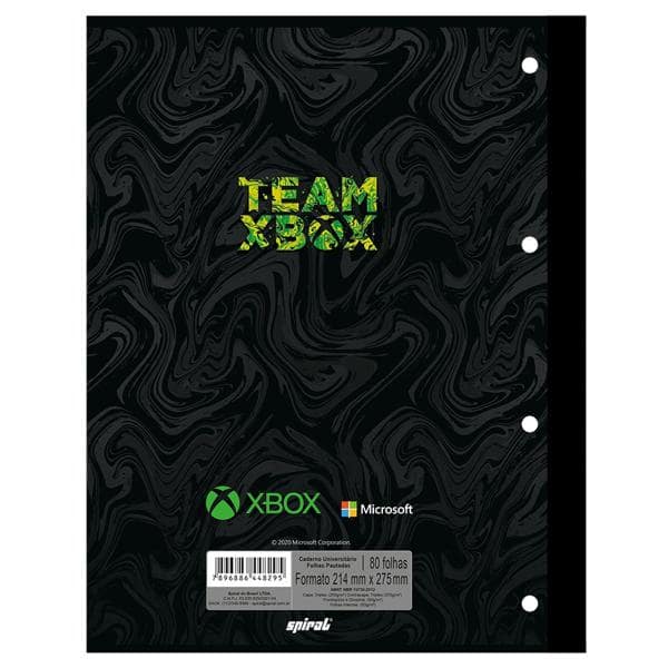 Caderno universitário 1x1 80 folhas coladas wireless XBox 213175 Spiral PT 1 UN