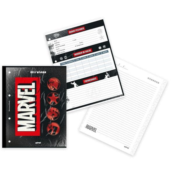 Caderno universitário 1x1 80 folhas coladas wireless Marvel Red Brick 213145 Spiral PT 1 UN Caderno universitário 1x1 80 folhas coladas wireless Marvel Red Brick 213145 Spiral PT 1 UN