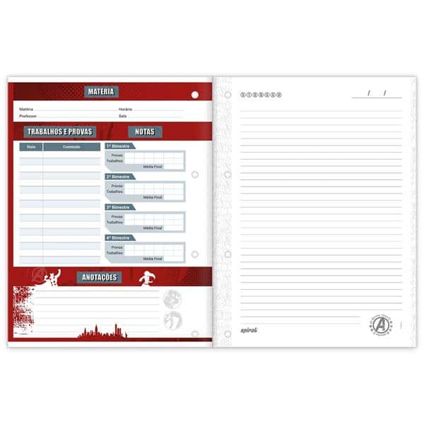 Caderno universitário 1x1 80 folhas coladas wireless Marvel Red Brick 213145 Spiral PT 1 UN Caderno universitário 1x1 80 folhas coladas wireless Marvel Red Brick 213145 Spiral PT 1 UN