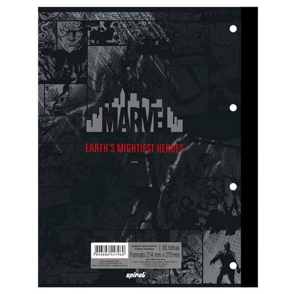 Caderno universitário 1x1 80 folhas coladas wireless Marvel Red Brick 213145 Spiral PT 1 UN Caderno universitário 1x1 80 folhas coladas wireless Marvel Red Brick 213145 Spiral PT 1 UN