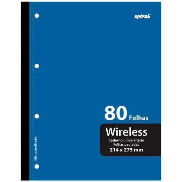 Caderno universitário 1x1 80 folhas coladas wireless Azul 213178 Spiral PT 1 UN