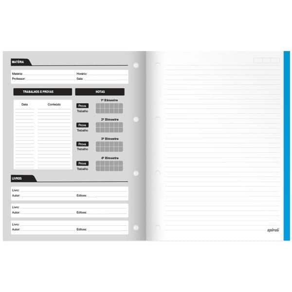 Caderno universitário 1x1 80 folhas coladas wireless Colors 213179 Spiral PT 1 UN