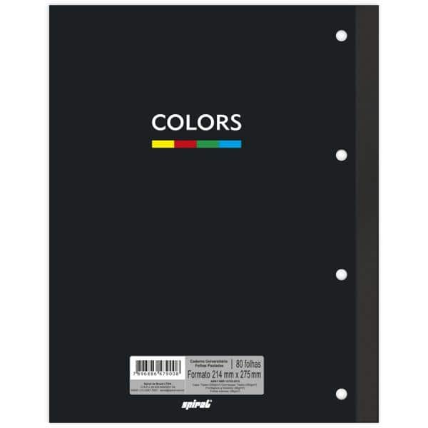 Caderno universitário 1x1 80 folhas coladas wireless Colors 213179 Spiral PT 1 UN