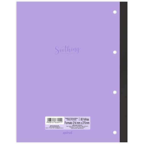 Caderno Universitário Wireless com Folhas Coladas 1x1 80 Folhas, Soothing, Lilás, 2636911, Spiral Soot - PT 1 UN Caderno Universitário Wireless com Folhas Coladas 1x1 80 Folhas, Soothing, Lilás, 2636911, Spiral Soot - PT 1 UN