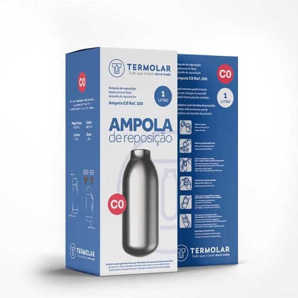 Ampola de reposição para garrafa térmica vidro, 1L 520, Termolar - 1 UN