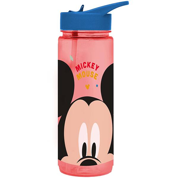 Garrafa escolar com canudo, Mickey, 650ml, Yazi - 1 UN