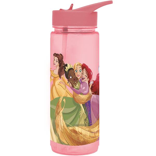 Garrafa escolar com canudo, Princesas Disney, 650ml, Yazi - 1 UN