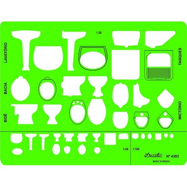 Gabarito p/desenho móveis e sanitários 4383 Trident PT 1 UN