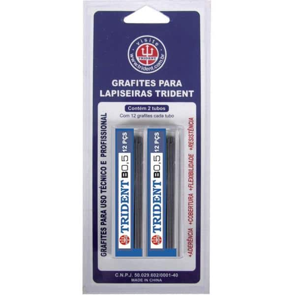 Minas grafite 0.5mm B GRAF-B05 Trident BT 2 UN