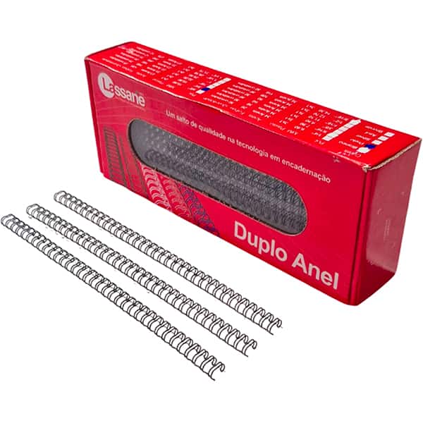 Garra duplo anel para encadernações, 5/16, Preto, 34A passo 3x1 para 50 folhas, 91534, Lassane - CX 1 UN Garra duplo anel para encadernações, 5/16, Preto, 34A passo 3x1 para 50 folhas, 91534, Lassane - CX 1 UN
