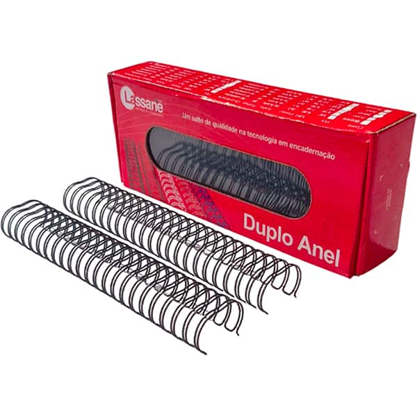 Garra duplo anel para encadernações, 1.1/4, Preto, 23A passo 2x1 para 270 folhas, 91546, Lassane - CX 1 UN Garra duplo anel para encadernações, 1.1/4, Preto, 23A passo 2x1 para 270 folhas, 91546, Lassane - CX 1 UN