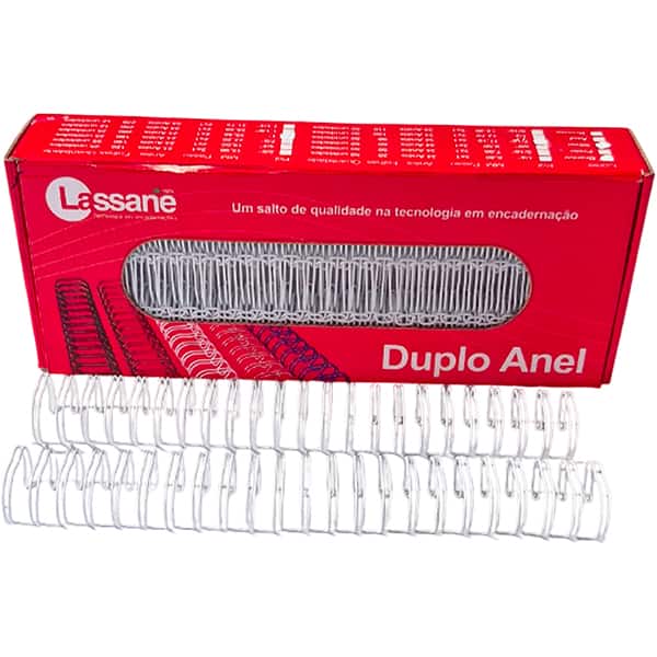 Garra duplo anel para encadernações, 1.1/4, Branco, 23A passo 2x1 para 270 folhas, 91545, Lassane - CX 1 UN