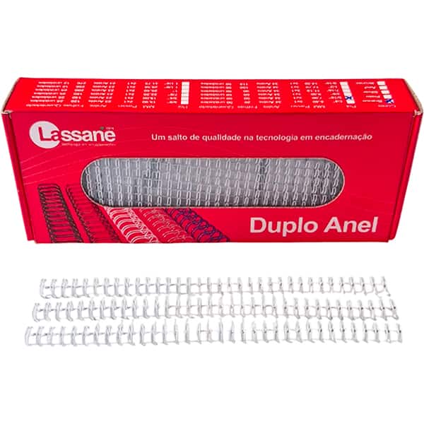 Garra duplo anel para encadernações, 5/16, Branco, 34A passo 3x1 para 50 folhas, 91533, Lassane - CX 1 UN Garra duplo anel para encadernações, 5/16, Branco, 34A passo 3x1 para 50 folhas, 91533, Lassane - CX 1 UN