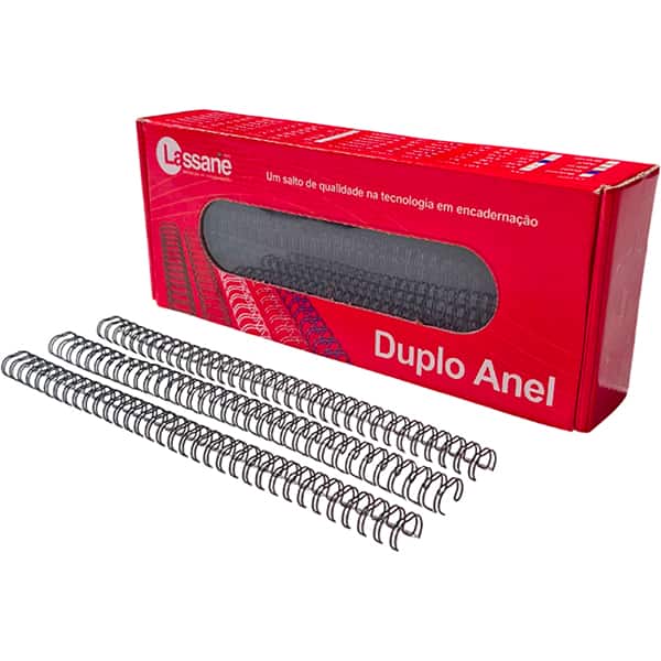 Garra duplo anel para encadernações, 7/16, Preto, 34A passo 3x1 para 90 folhas, 91536, Lassane - CX 1 UN Garra duplo anel para encadernações, 7/16, Preto, 34A passo 3x1 para 90 folhas, 91536, Lassane - CX 1 UN