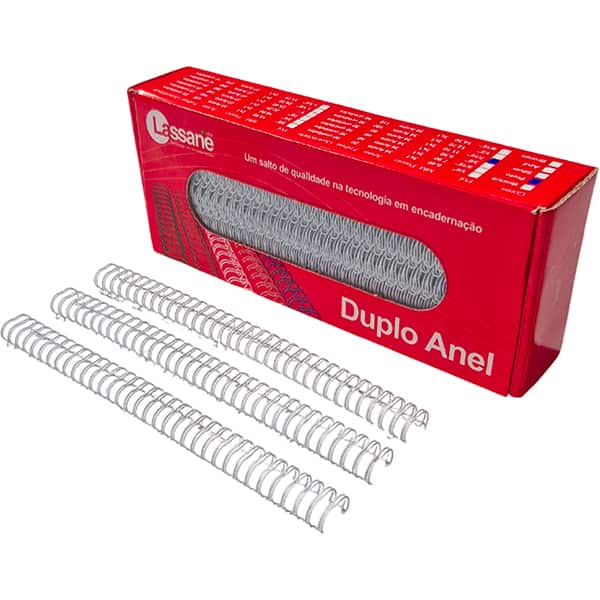 Garra duplo anel para encadernações, 9/16, Branco, 34A passo 3x1 para 110 folhas, 91537, Lassane - CX 1 UN Garra duplo anel para encadernações, 9/16, Branco, 34A passo 3x1 para 110 folhas, 91537, Lassane - CX 1 UN