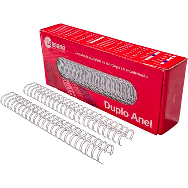 Garra duplo anel para encadernações, 7/8, Branco, 23A passo 2x1 para 180 folhas, 91541, Lassane - CX 1 UN