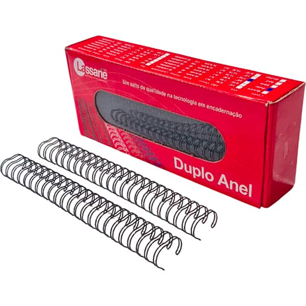 Garra duplo anel para encadernações, 7/8, Preto, 23A passo 2x1 para 180 folhas, 91541, Lassane - CX 1 UN Garra duplo anel para encadernações, 7/8, Preto, 23A passo 2x1 para 180 folhas, 91541, Lassane - CX 1 UN