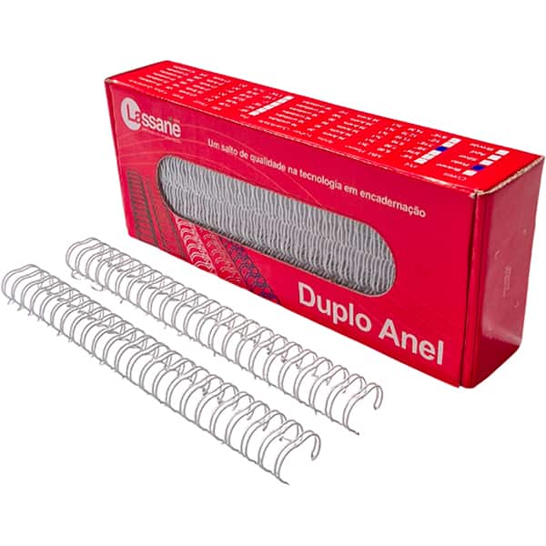 Garra duplo anel para encadernações, 3/4, Branco, 23A passo 2x1 para 140 folhas, 91539, Lassane - CX 1 UN Garra duplo anel para encadernações, 3/4, Branco, 23A passo 2x1 para 140 folhas, 91539, Lassane - CX 1 UN