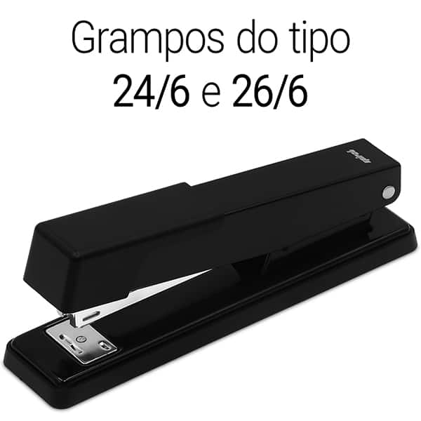 Grampeador 24/6 e 26/6 para até 20 Folhas, com Base Antiderrapante Preto, 2215, Spiral - CX 1 UN Grampeador 24/6 e 26/6 para até 20 Folhas, com Base Antiderrapante Preto, 2215, Spiral - CX 1 UN