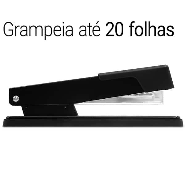Grampeador 24/6 e 26/6 para até 20 Folhas, com Base Antiderrapante Preto, 2215, Spiral - CX 1 UN Grampeador 24/6 e 26/6 para até 20 Folhas, com Base Antiderrapante Preto, 2215, Spiral - CX 1 UN
