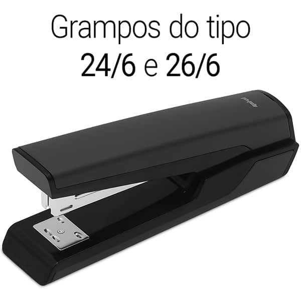 Grampeador 24/6 e 26/6 para até 20 Folhas, com Base Antiderrapante Preto, 4964, Spiral - CX 1 UN Grampeador 24/6 e 26/6 para até 20 Folhas, com Base Antiderrapante Preto, 4964, Spiral - CX 1 UN