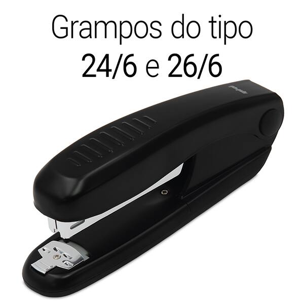Grampeador 24/6 e 26/6 para até 20 Folhas, com Base Antiderrapante Preto, 1815c, Spiral - CX 1 UN Grampeador 24/6 e 26/6 para até 20 Folhas, com Base Antiderrapante Preto, 1815c, Spiral - CX 1 UN