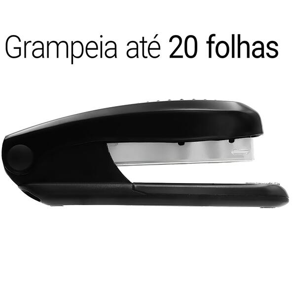 Grampeador 24/6 e 26/6 para até 20 Folhas, com Base Antiderrapante Preto, 1815c, Spiral - CX 1 UN Grampeador 24/6 e 26/6 para até 20 Folhas, com Base Antiderrapante Preto, 1815c, Spiral - CX 1 UN