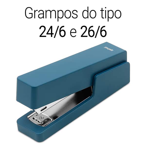 Grampeador 24/6 e 26/6 para até 20 Folhas, com Base Antiderrapante Azul, 4965a, Spiral - CX 1 UN Grampeador 24/6 e 26/6 para até 20 Folhas, com Base Antiderrapante Azul, 4965a, Spiral - CX 1 UN