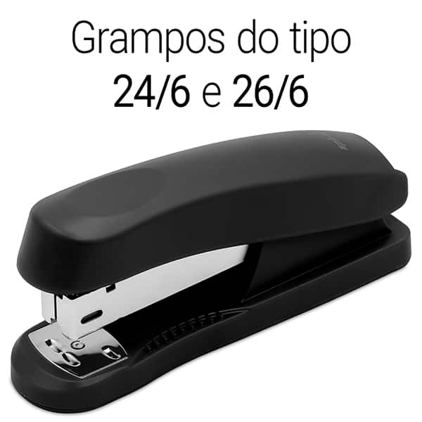 Grampeador 24/6 e 26/6 para até 20 Folhas, com Base Antiderrapante Preto, 4966a, Spiral - CX 1 UN Grampeador 24/6 e 26/6 para até 20 Folhas, com Base Antiderrapante Preto, 4966a, Spiral - CX 1 UN