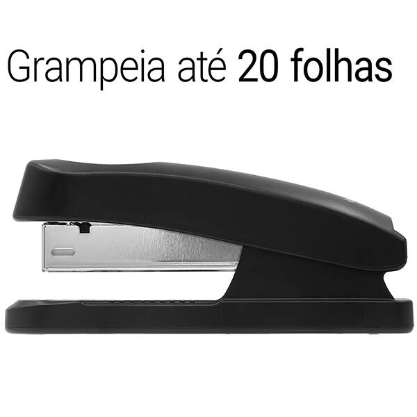 Grampeador 24/6 e 26/6 para até 20 Folhas, com Base Antiderrapante Preto, 4966a, Spiral - CX 1 UN Grampeador 24/6 e 26/6 para até 20 Folhas, com Base Antiderrapante Preto, 4966a, Spiral - CX 1 UN