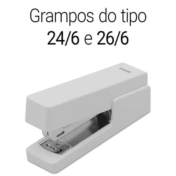 Grampeador 24/6 e 26/6 para até 20 Folhas, com Base Antiderrapante Branco, 4967, Spiral - CX 1 UN Grampeador 24/6 e 26/6 para até 20 Folhas, com Base Antiderrapante Branco, 4967, Spiral - CX 1 UN