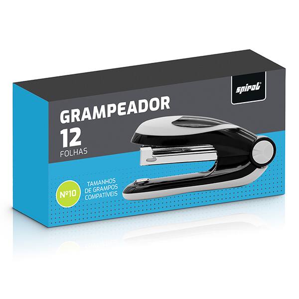 Grampeador nº 10, para até 12 folhas, Preto, Spiral - CX 1 UN