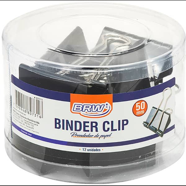 Prendedor de papel 50mm preto BD5112 Brw PT 12 UN
