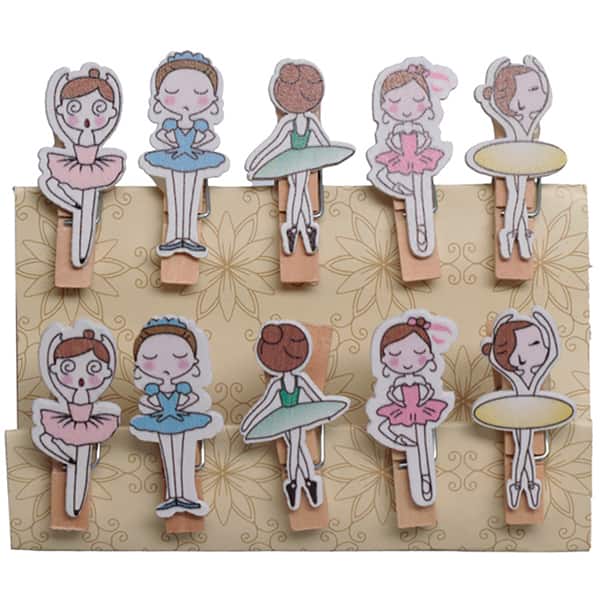 Mini prendedor de madeira decorativo, Bailarina, PRS019, Western - PT 10 UN