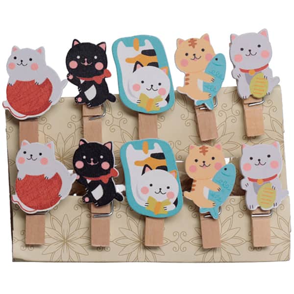 Mini prendedor de madeira decorativo, Gatinho, PRS020, Western - PT 10 UN